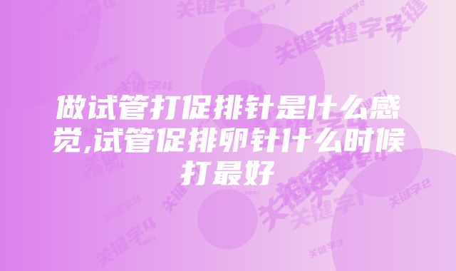 做试管打促排针是什么感觉,试管促排卵针什么时候打最好