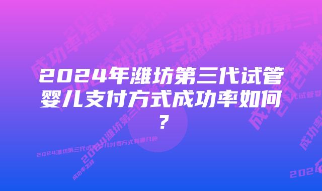 2024年潍坊第三代试管婴儿支付方式成功率如何？