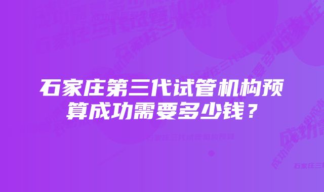 石家庄第三代试管机构预算成功需要多少钱？