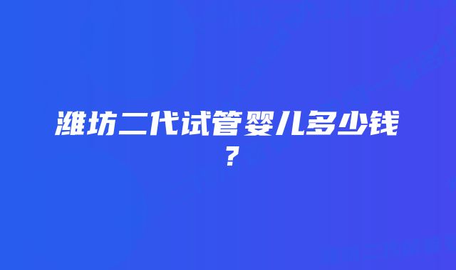 潍坊二代试管婴儿多少钱？