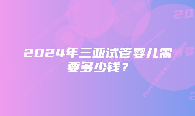 2024年三亚试管婴儿需要多少钱？