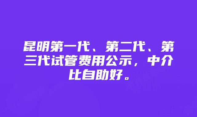 昆明第一代、第二代、第三代试管费用公示，中介比自助好。