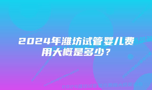 2024年潍坊试管婴儿费用大概是多少？