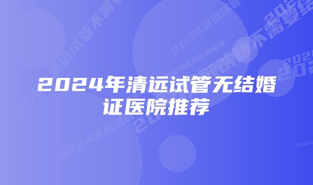 2024年清远试管无结婚证医院推荐