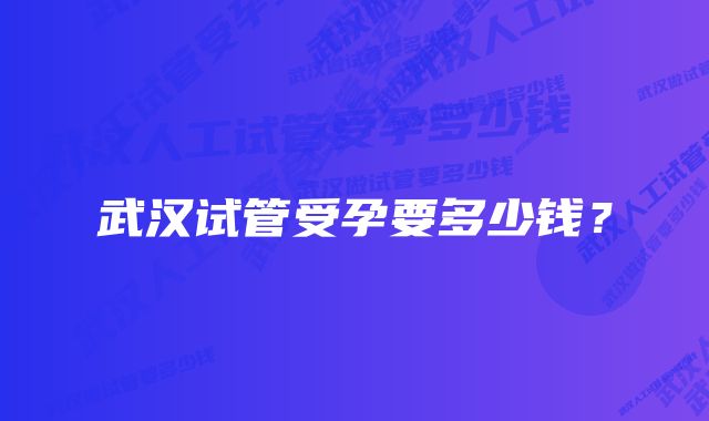 武汉试管受孕要多少钱？