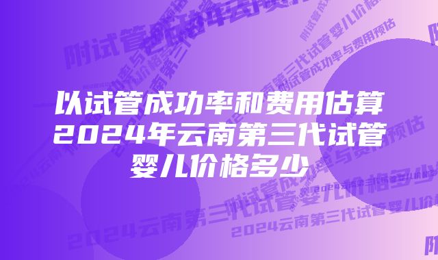 以试管成功率和费用估算2024年云南第三代试管婴儿价格多少