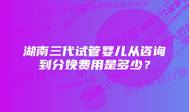 湖南三代试管婴儿从咨询到分娩费用是多少？