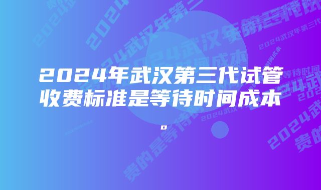 2024年武汉第三代试管收费标准是等待时间成本。