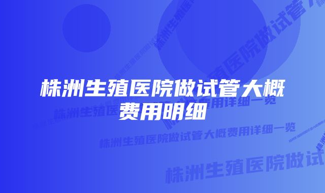 株洲生殖医院做试管大概费用明细