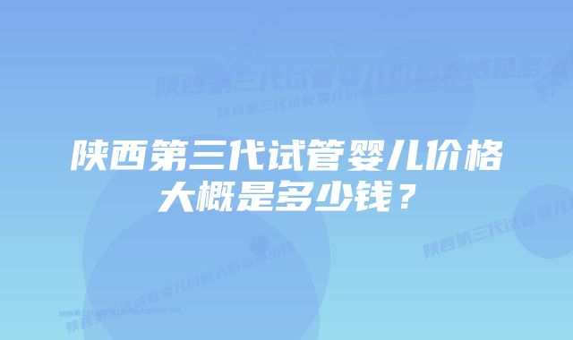 陕西第三代试管婴儿价格大概是多少钱？