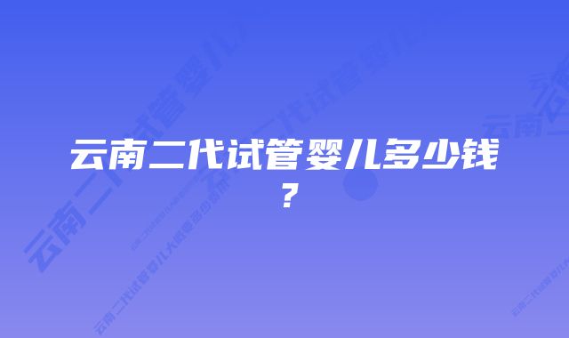 云南二代试管婴儿多少钱？