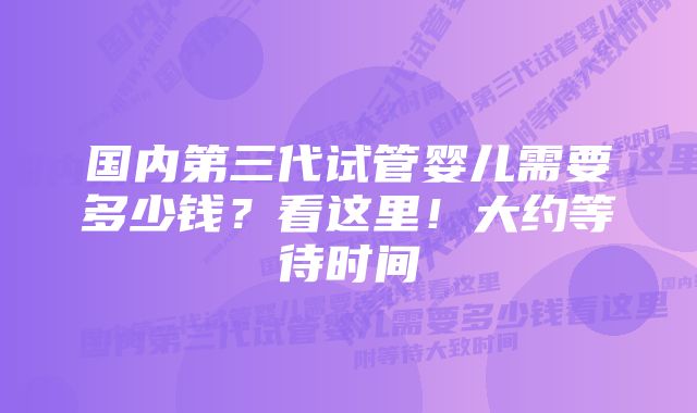 国内第三代试管婴儿需要多少钱？看这里！大约等待时间