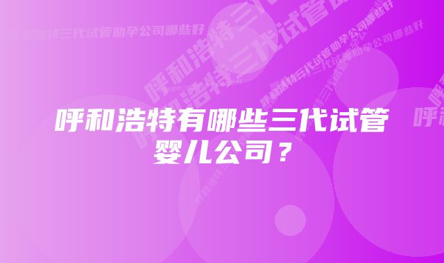 呼和浩特有哪些三代试管婴儿公司？