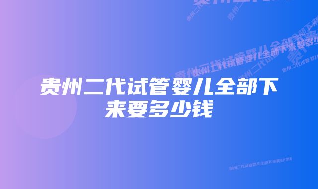 贵州二代试管婴儿全部下来要多少钱