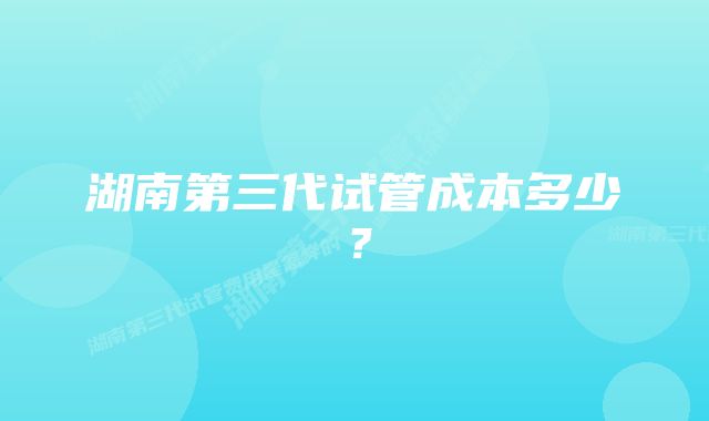 湖南第三代试管成本多少？