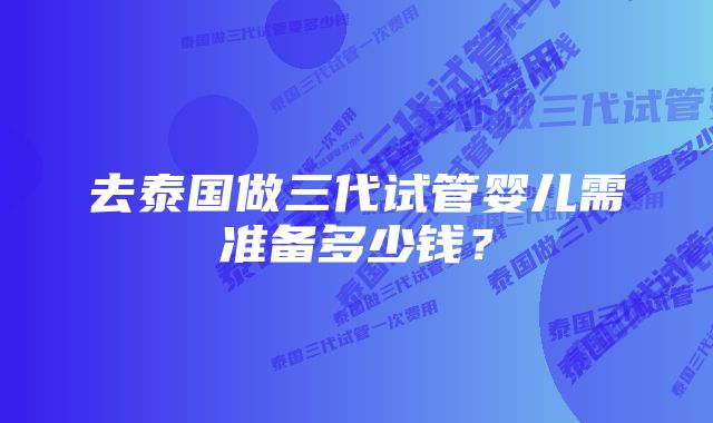 去泰国做三代试管婴儿需准备多少钱？