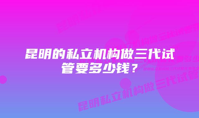 昆明的私立机构做三代试管要多少钱？