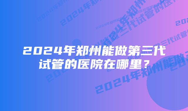 2024年郑州能做第三代试管的医院在哪里？