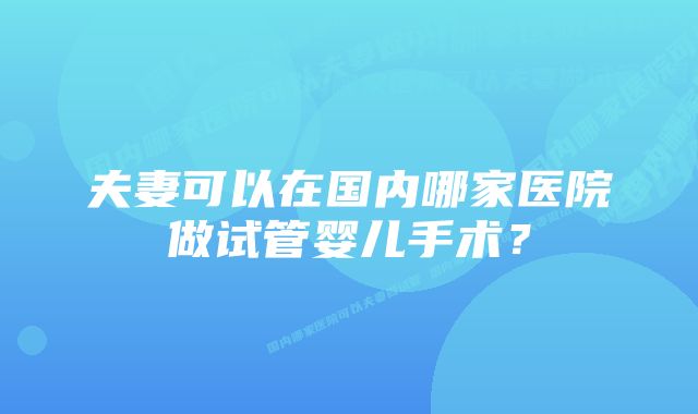 夫妻可以在国内哪家医院做试管婴儿手术？