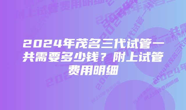 2024年茂名三代试管一共需要多少钱？附上试管费用明细