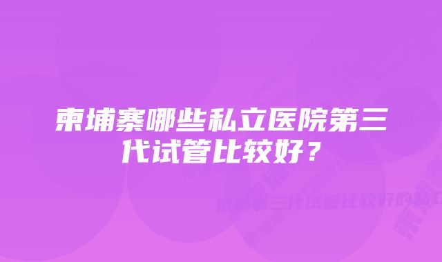 柬埔寨哪些私立医院第三代试管比较好？