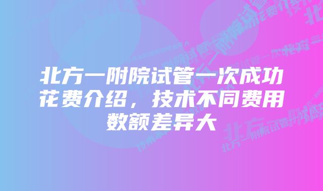 北方一附院试管一次成功花费介绍，技术不同费用数额差异大