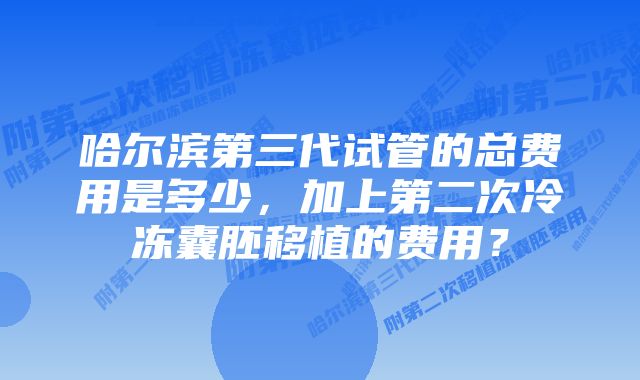 哈尔滨第三代试管的总费用是多少，加上第二次冷冻囊胚移植的费用？