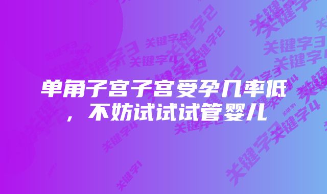 单角子宫子宫受孕几率低，不妨试试试管婴儿