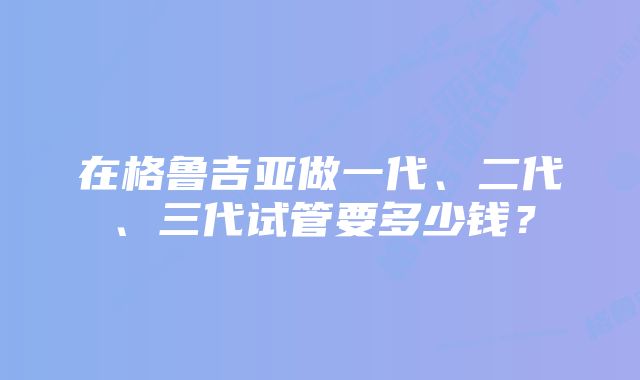 在格鲁吉亚做一代、二代、三代试管要多少钱？