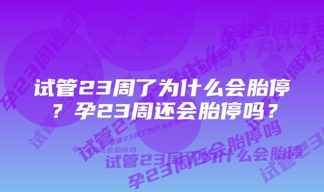 试管23周了为什么会胎停？孕23周还会胎停吗？