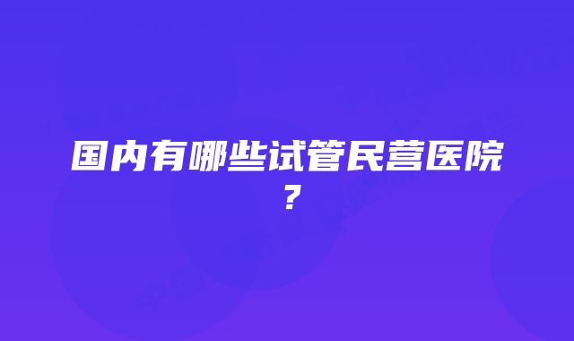 国内有哪些试管民营医院？