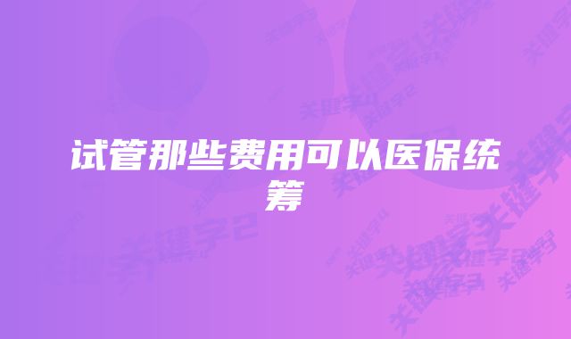 试管那些费用可以医保统筹