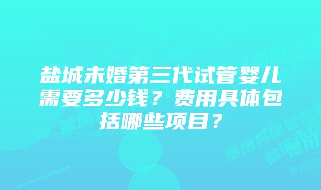 盐城未婚第三代试管婴儿需要多少钱？费用具体包括哪些项目？