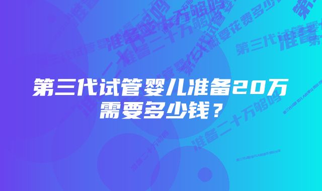 第三代试管婴儿准备20万需要多少钱？