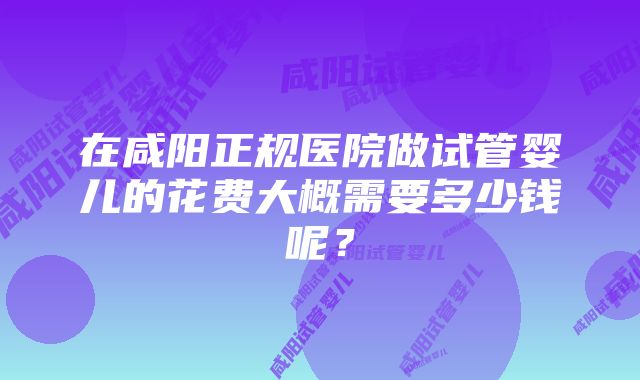 在咸阳正规医院做试管婴儿的花费大概需要多少钱呢？