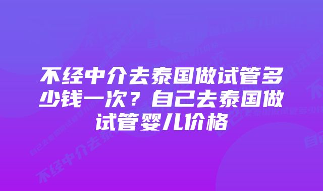 不经中介去泰国做试管多少钱一次？自己去泰国做试管婴儿价格