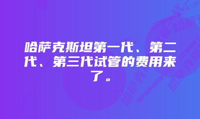 哈萨克斯坦第一代、第二代、第三代试管的费用来了。