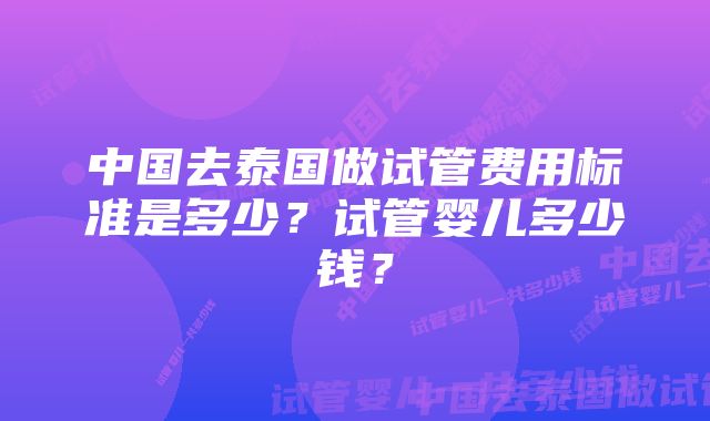 中国去泰国做试管费用标准是多少？试管婴儿多少钱？