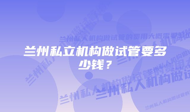 兰州私立机构做试管要多少钱？