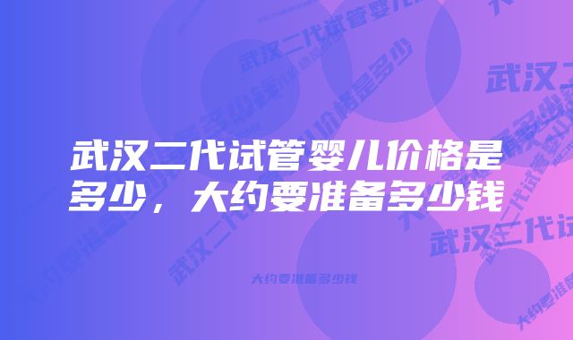 武汉二代试管婴儿价格是多少，大约要准备多少钱