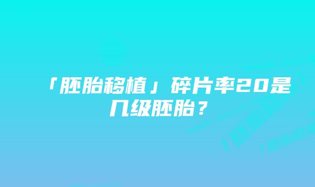 「胚胎移植」碎片率20是几级胚胎？