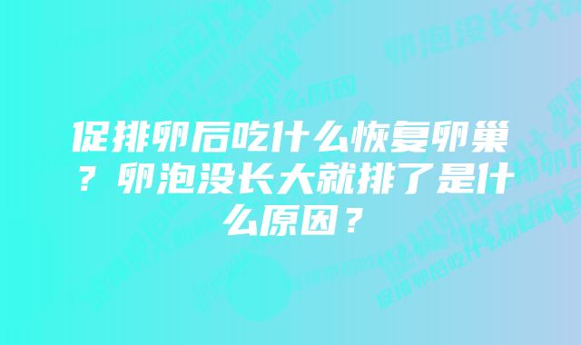 促排卵后吃什么恢复卵巢？卵泡没长大就排了是什么原因？