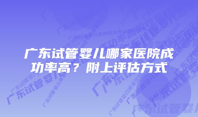 广东试管婴儿哪家医院成功率高？附上评估方式