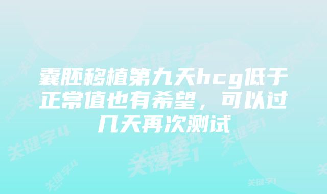 囊胚移植第九天hcg低于正常值也有希望，可以过几天再次测试