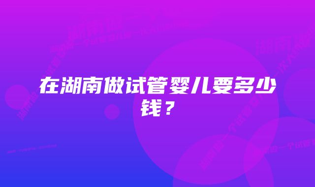 在湖南做试管婴儿要多少钱？