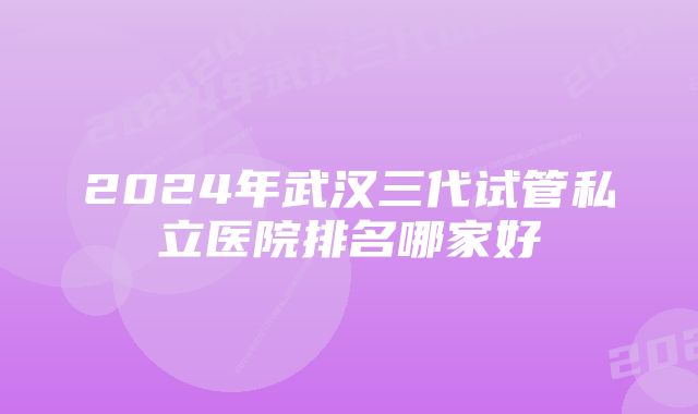 2024年武汉三代试管私立医院排名哪家好