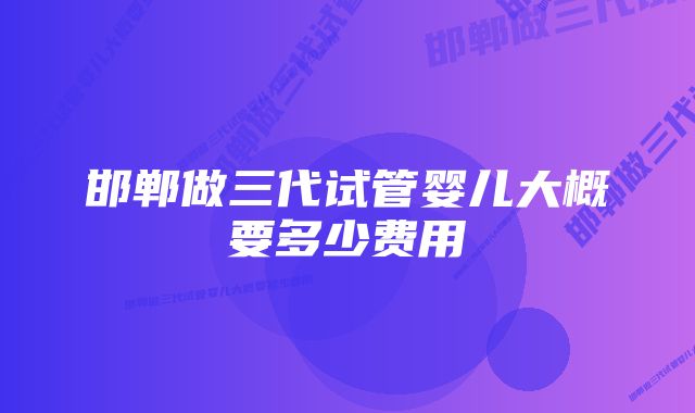 邯郸做三代试管婴儿大概要多少费用