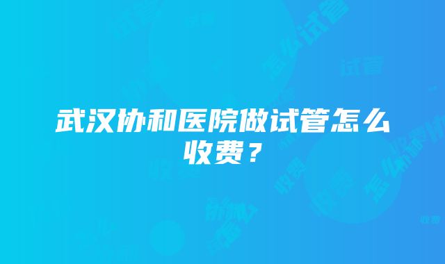 武汉协和医院做试管怎么收费？