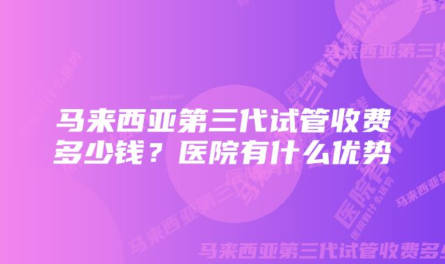 马来西亚第三代试管收费多少钱？医院有什么优势