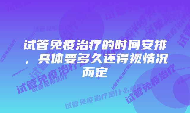 试管免疫治疗的时间安排，具体要多久还得视情况而定